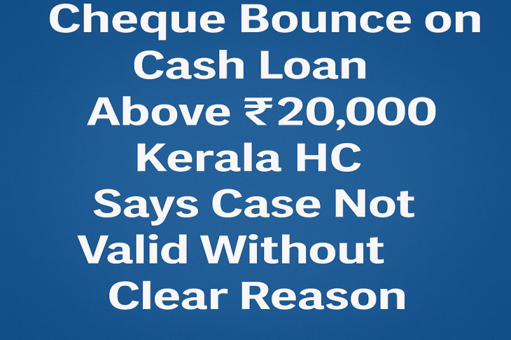 Cheque Bounce on Cash Loan Above ₹20,000? Kerala HC Says Case Not Valid Without Clear Reason